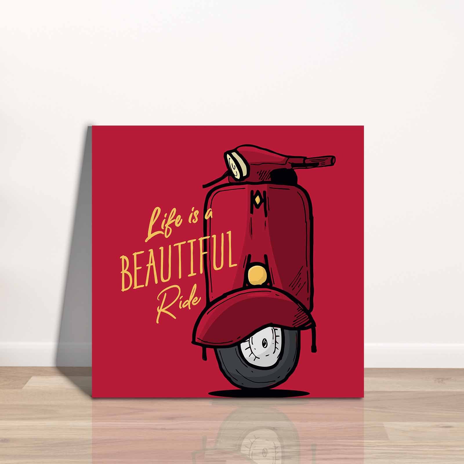 Quadro Decorativo em Tela 45x45cm - Pintura Multicolor com Moldura de Pinho Natural