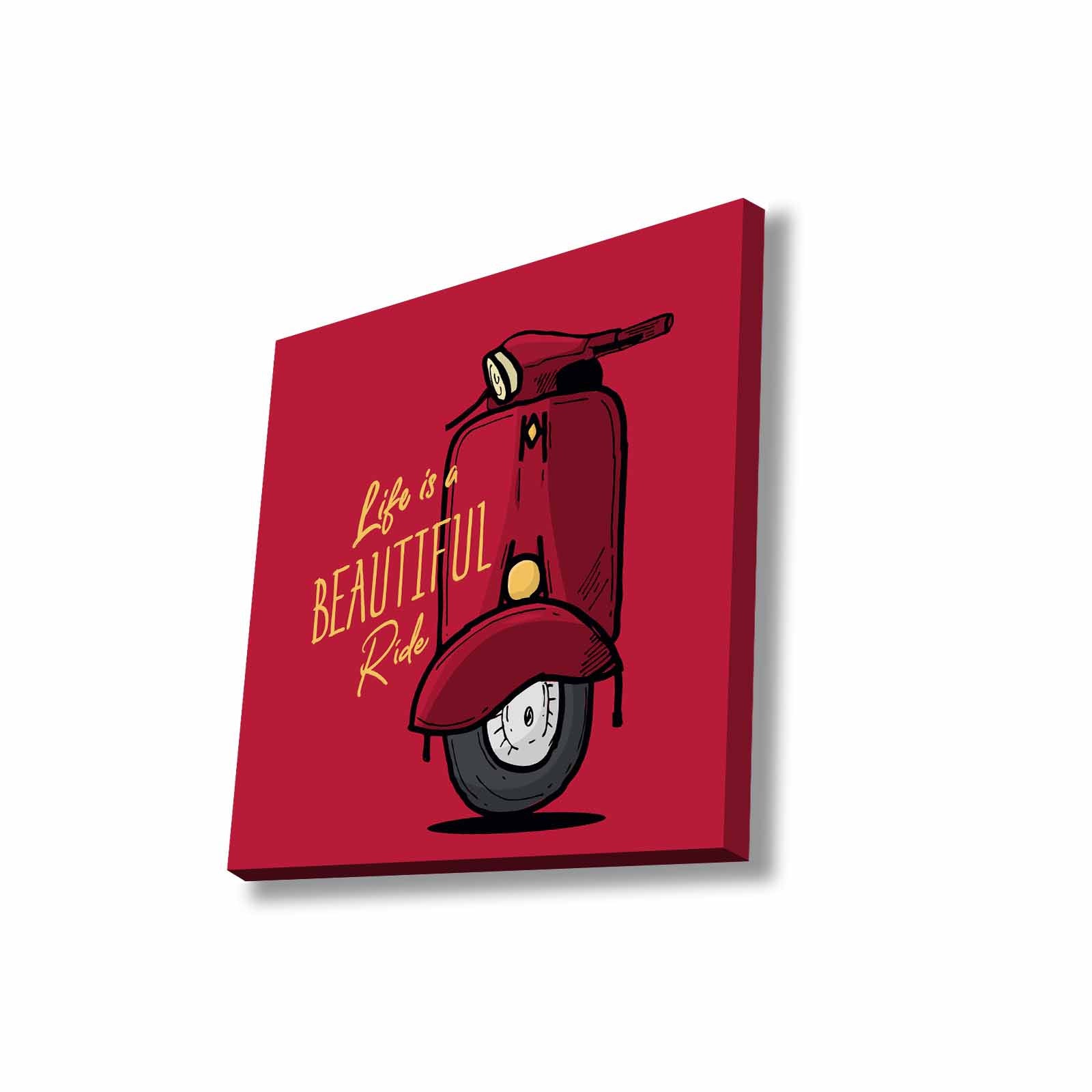 Quadro Decorativo em Tela 45x45cm - Pintura Multicolor com Moldura de Pinho Natural