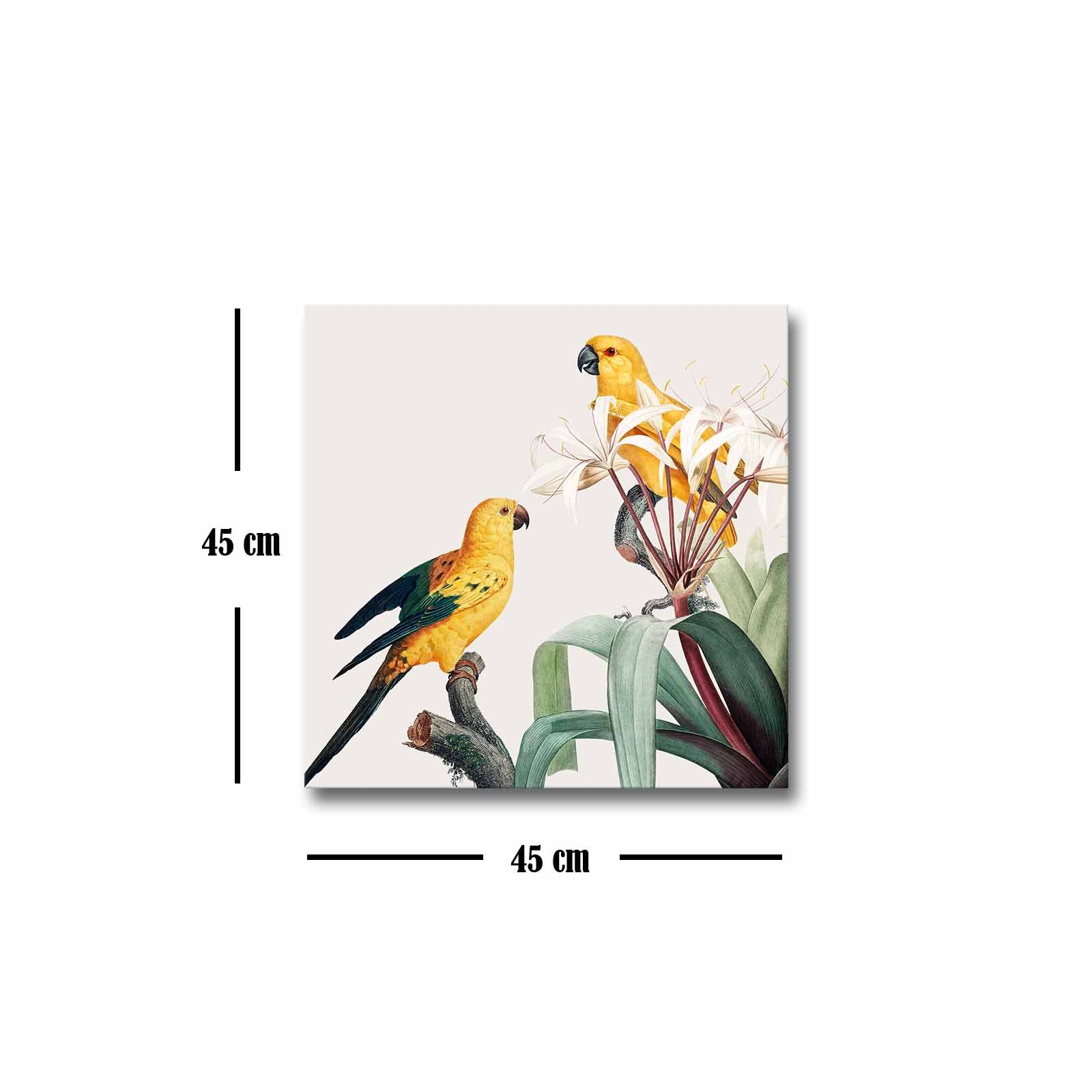 Quadro Decorativo em Tela 45x45cm - Pintura Multicolor com Moldura de Pinho Natural