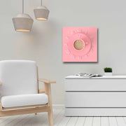 Quadro Decorativo em Tela 45x45cm - Pintura Multicolor com Moldura de Pinho Natural