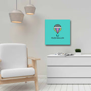 Quadro Decorativo em Tela 45x45cm - Pintura Multicolor com Moldura de Pinho Natural