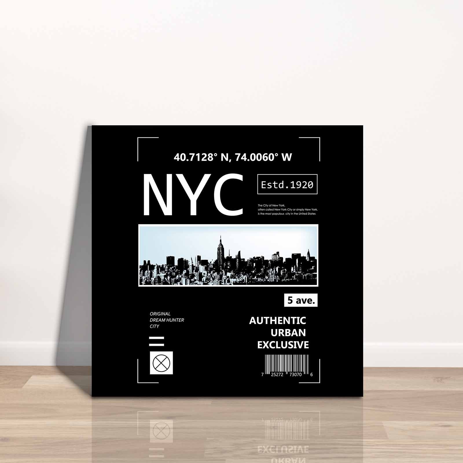 Quadro Decorativo em Tela 45x45cm - Pintura Multicolor com Moldura de Pinho Natural