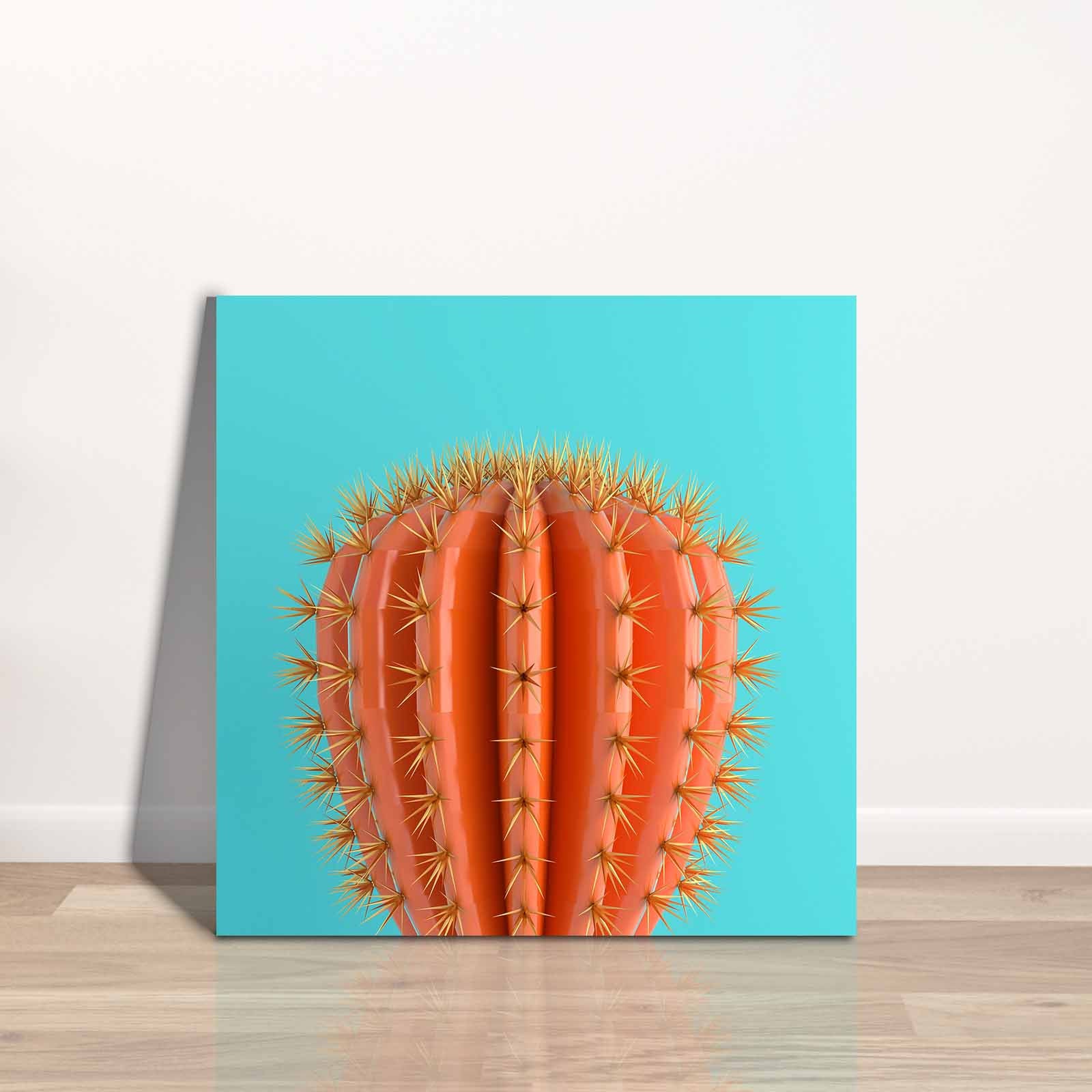 Quadro Decorativo em Tela 45x45cm - Pintura Multicolor com Moldura de Pinho Natural