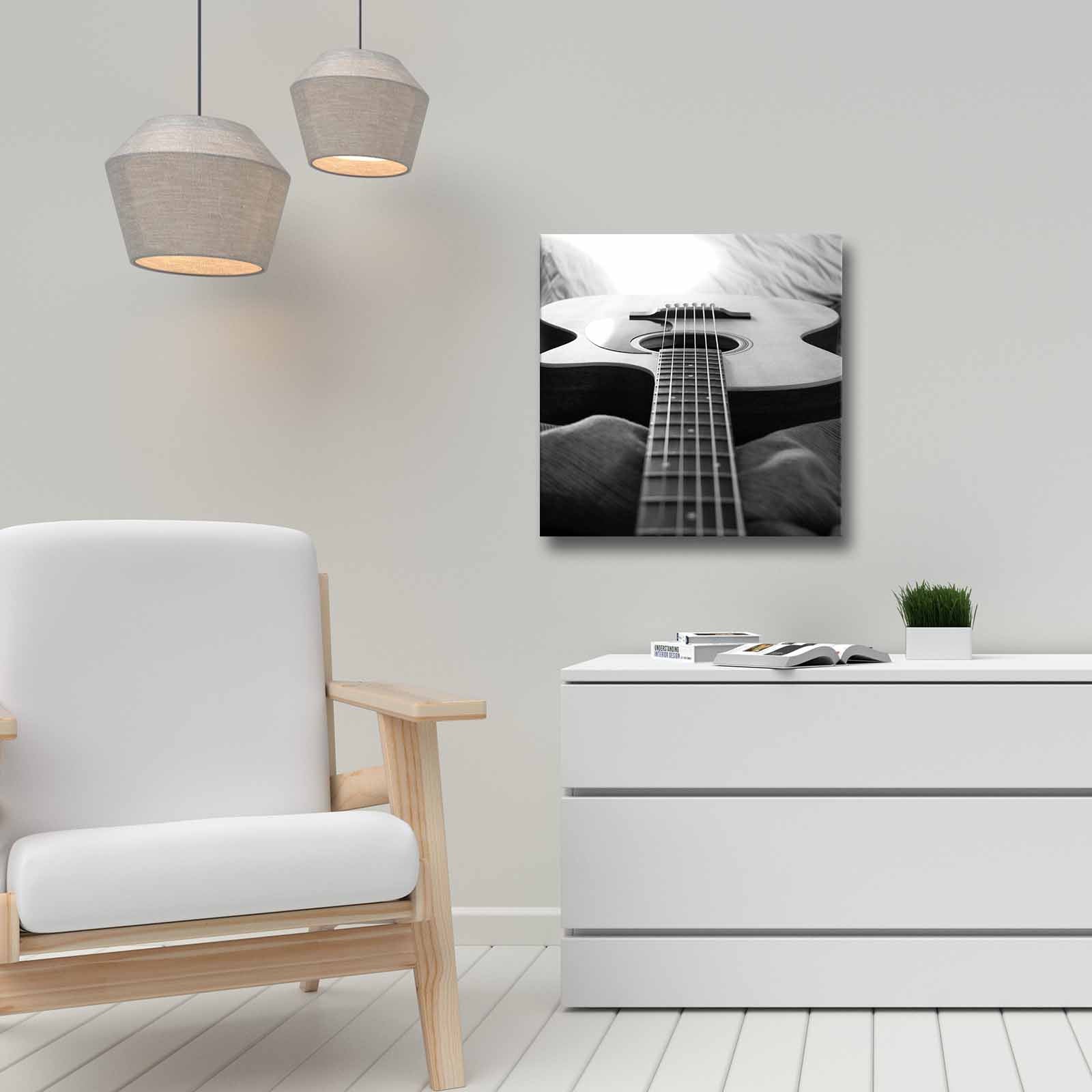 Quadro Decorativo em Tela 45x45cm - Pintura Multicolor com Moldura de Pinho Natural