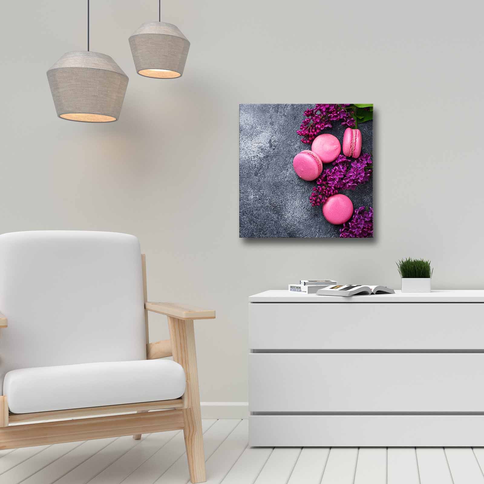 Quadro Decorativo em Tela 45x45cm - Pintura Multicolor com Moldura de Pinho Natural