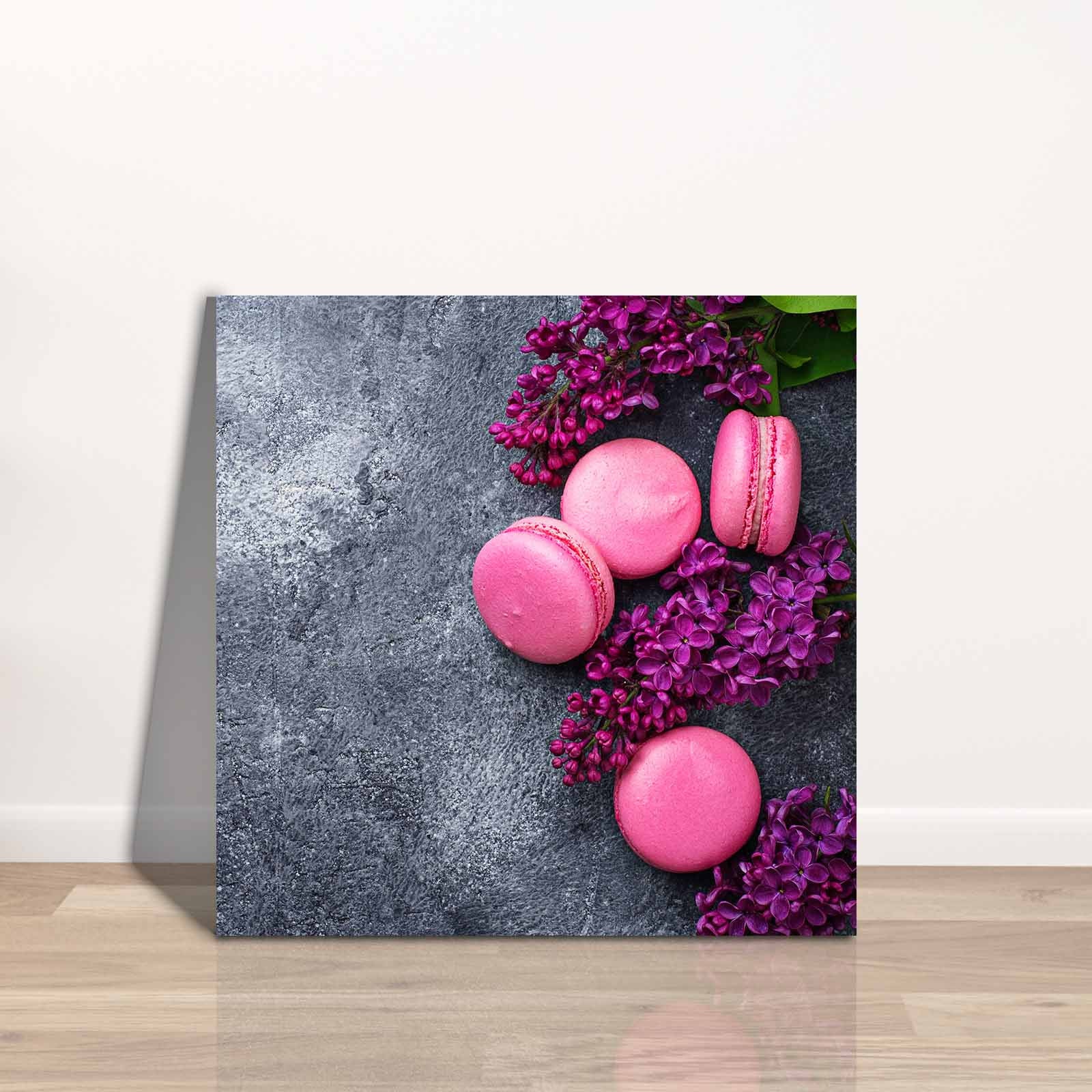 Quadro Decorativo em Tela 45x45cm - Pintura Multicolor com Moldura de Pinho Natural