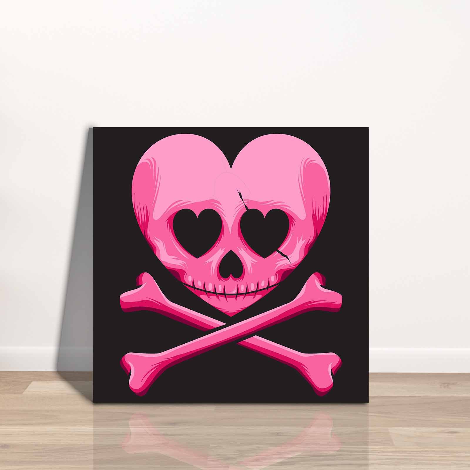 Quadro Decorativo em Tela 45x45cm - Pintura Multicolor com Moldura de Pinho Natural