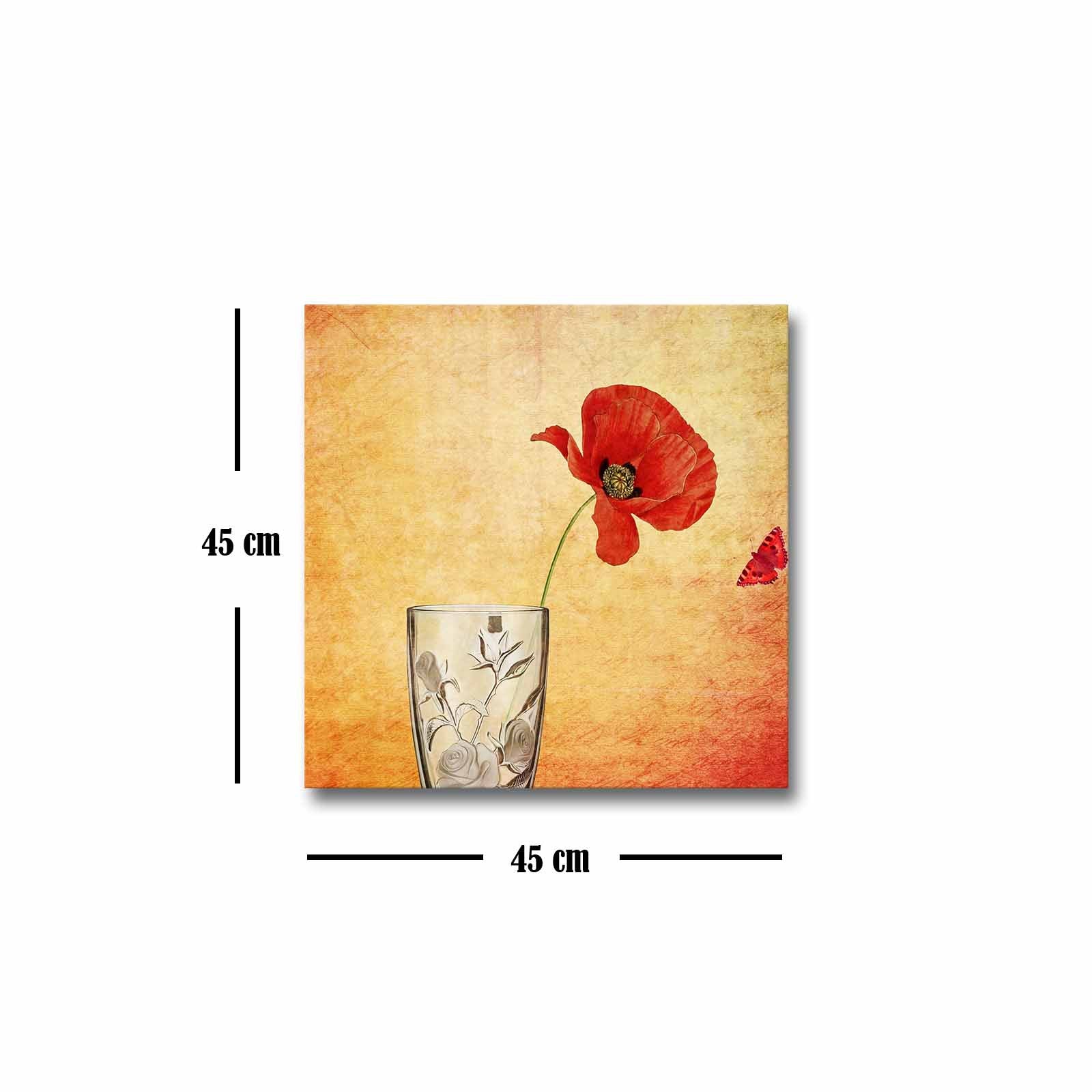 Quadro Decorativo em Tela 45x45cm - Pintura Multicolor com Moldura de Pinho Natural