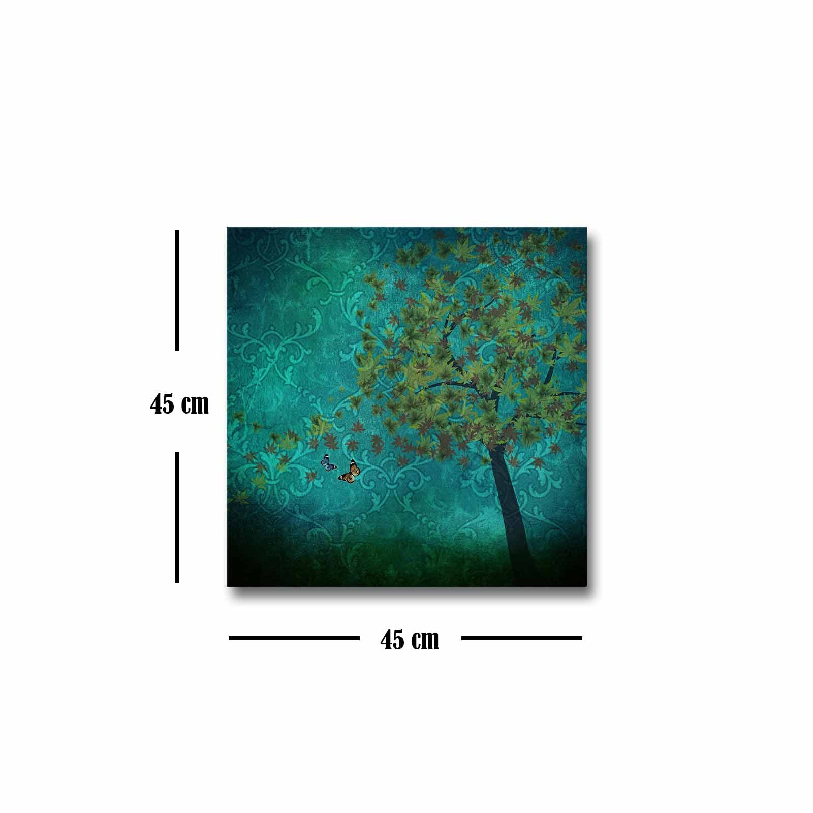 Quadro Decorativo em Tela 45x45cm - Pintura Multicolor com Moldura de Pinho Natural