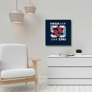 Quadro Decorativo em Tela 45x45cm - Pintura Multicolor com Moldura de Pinho Natural