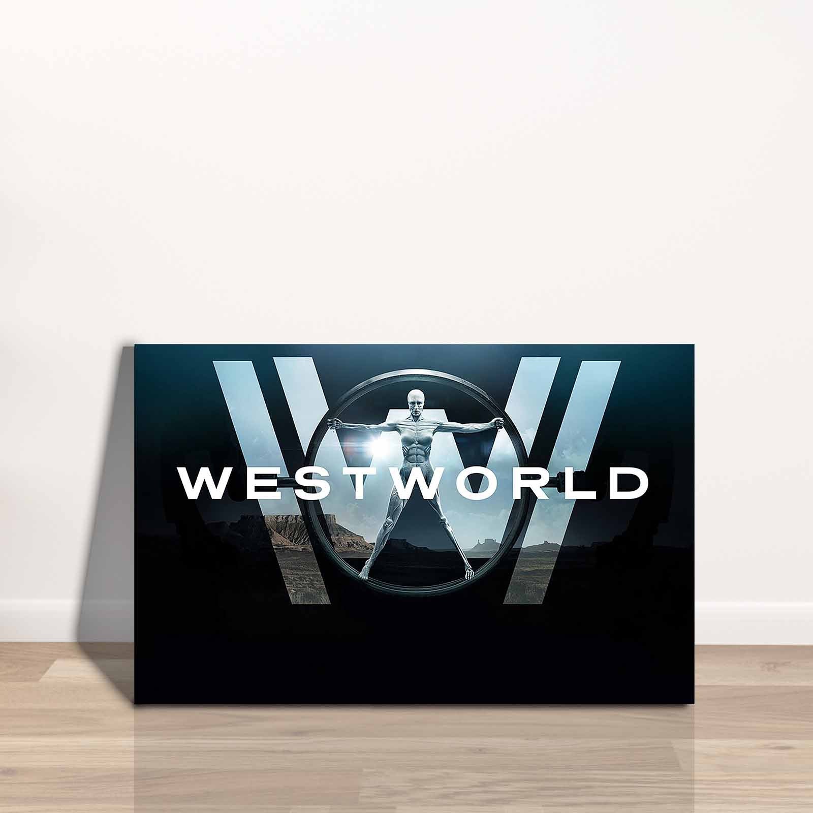 Quadro Decorativo em Tela 45x70cm - Pintura Multicolor com Moldura de Pinho Natural