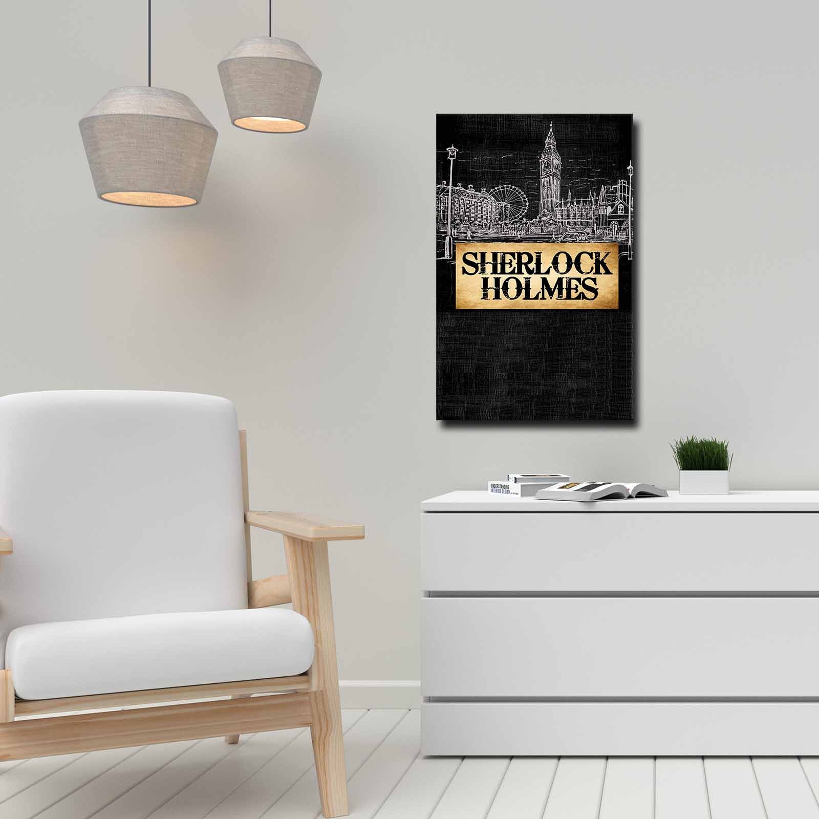 Quadro Decorativo em Tela 45x70cm - Pintura Multicolor com Moldura de Pinho Natural