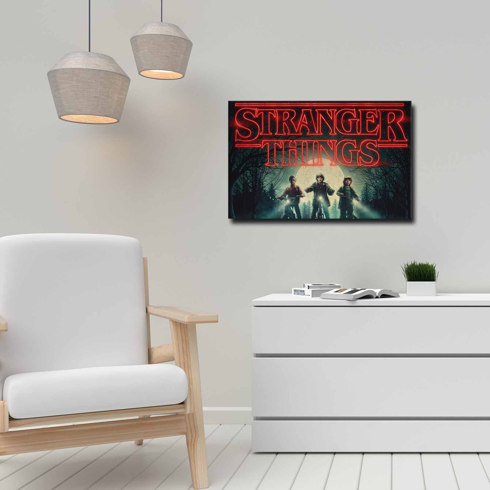 Quadro Decorativo em Tela 45x70cm - Pintura Multicolor com Moldura de Pinho Natural