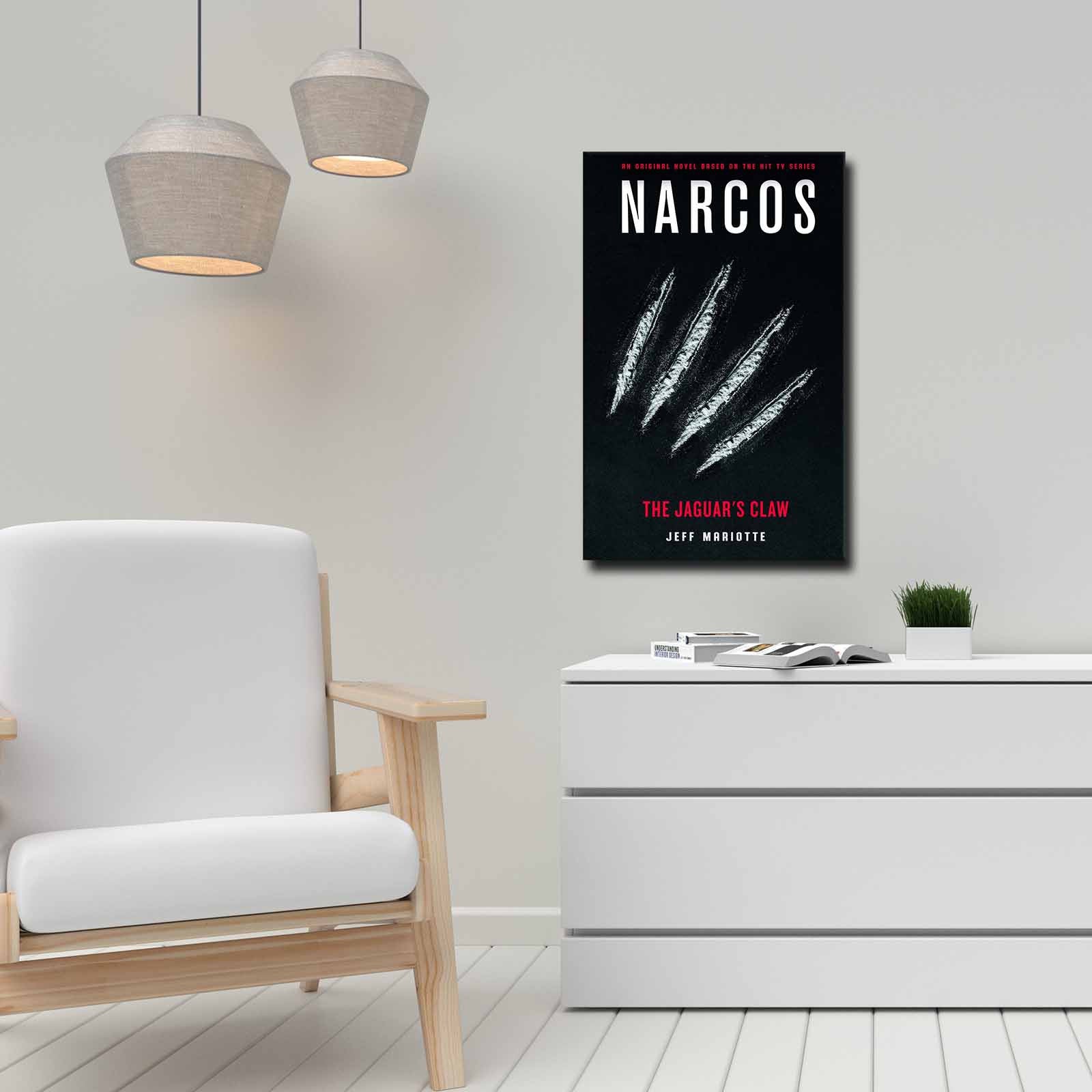 Quadro Decorativo em Tela 45x70cm - Pintura Multicolor com Moldura de Pinho Natural