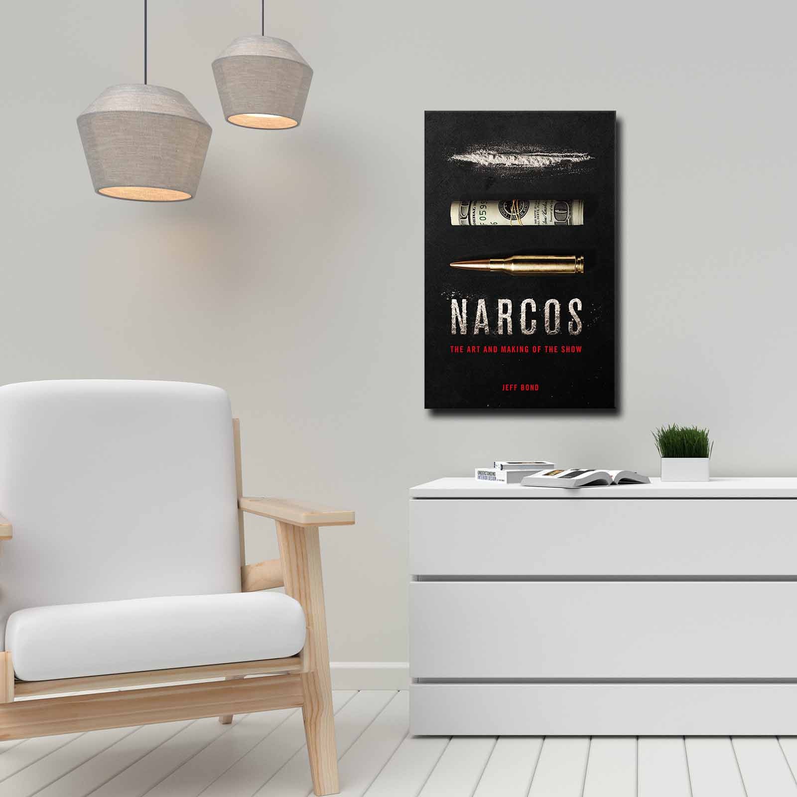 Quadro Decorativo em Tela 45x70cm - Pintura Multicolor com Moldura de Pinho Natural