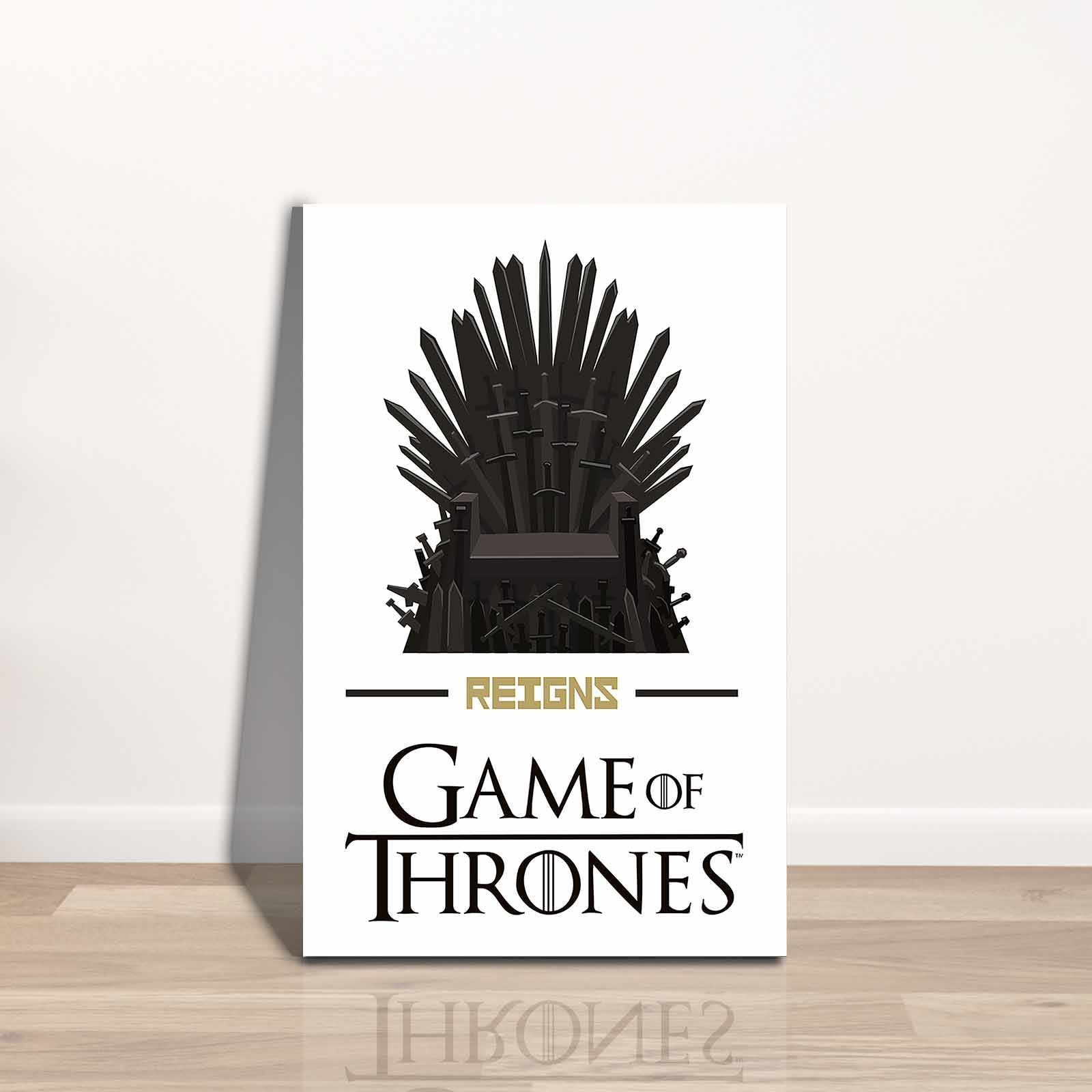 Quadro Decorativo em Tela 45x70cm - Pintura Multicolor com Moldura de Pinho Natural