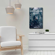 Quadro Decorativo em Tela 45x70cm - Pintura Multicolor com Moldura de Pinho Natural