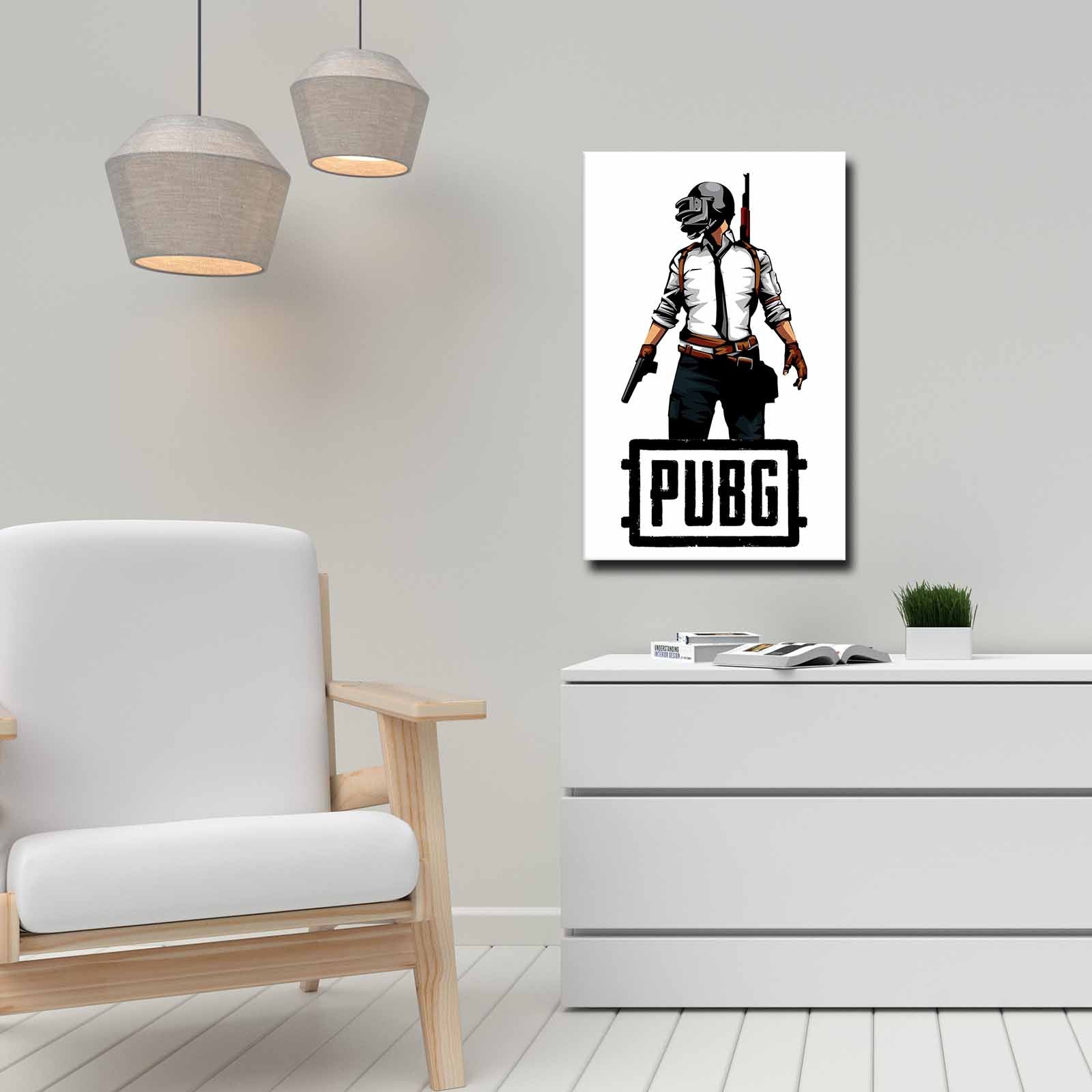 Quadro Decorativo em Tela 45x70cm - Pintura Multicolor com Moldura de Pinho Natural