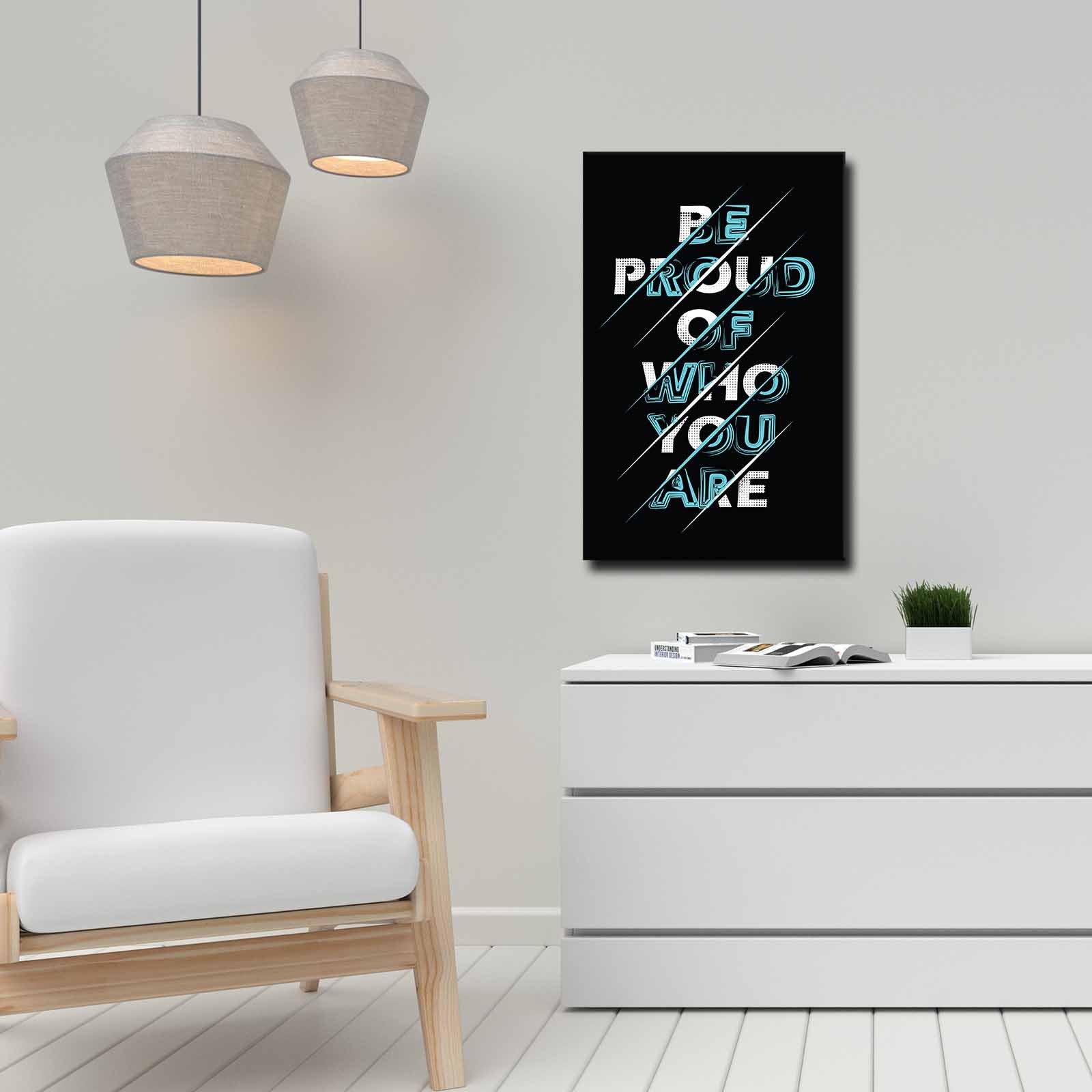 Quadro Decorativo em Tela 45x70cm - Pintura Multicolor com Moldura de Pinho Natural