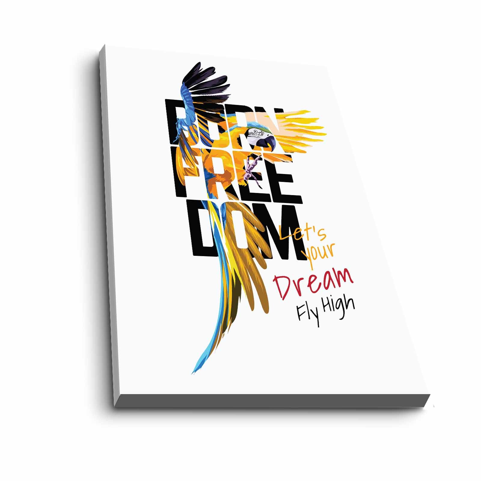 Quadro Decorativo em Tela 45x70cm - Pintura Multicolor com Moldura de Pinho Natural