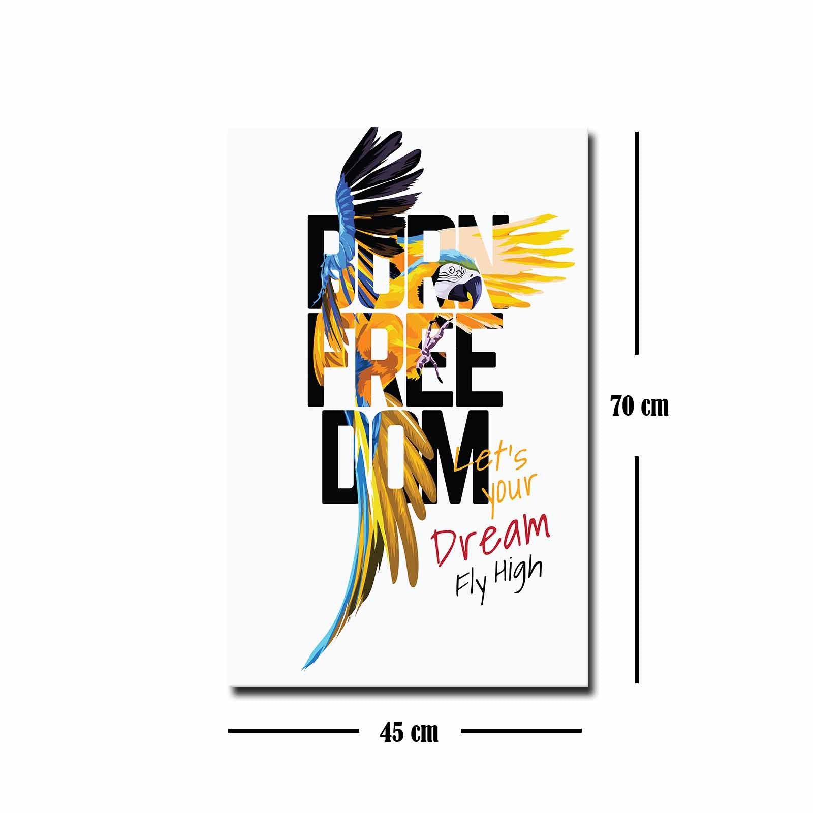 Quadro Decorativo em Tela 45x70cm - Pintura Multicolor com Moldura de Pinho Natural