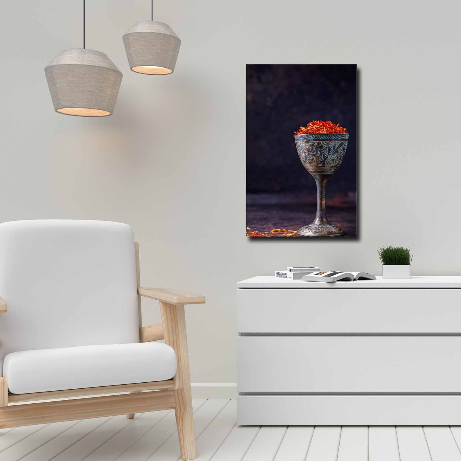 Quadro Decorativo em Tela 45x70cm - Pintura Multicolor com Moldura de Pinho Natural