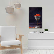 Quadro Decorativo em Tela 45x70cm - Pintura Multicolor com Moldura de Pinho Natural