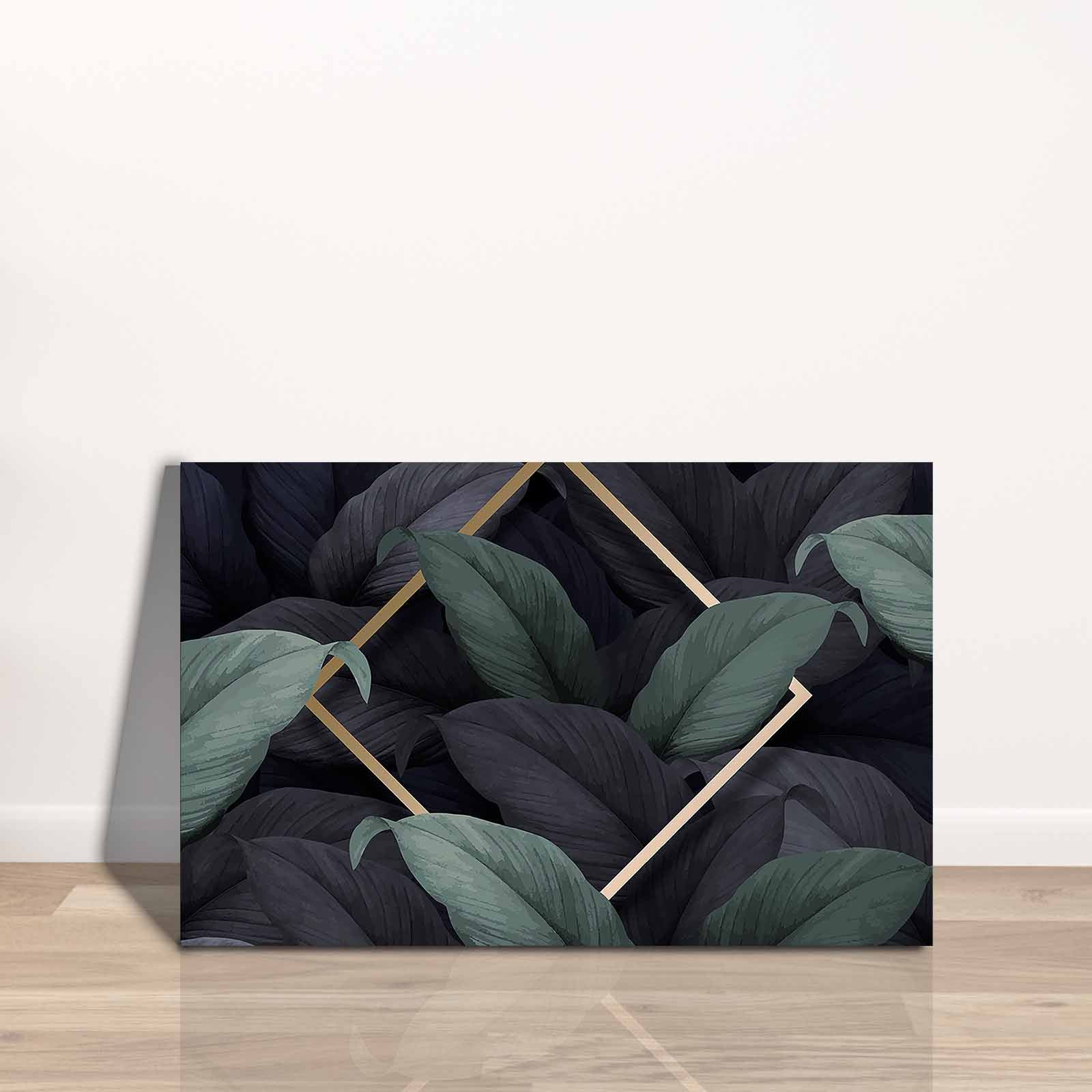 Quadro Decorativo em Tela 45x70cm - Pintura Multicolor com Moldura de Pinho Natural