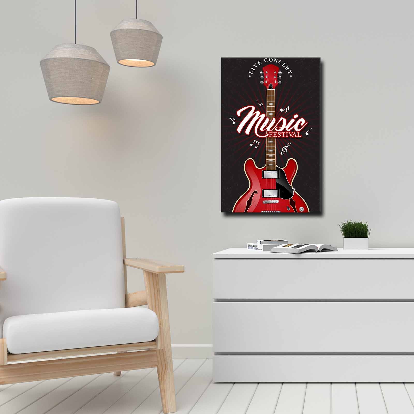 Quadro Decorativo em Tela 45x70cm - Pintura Multicolor com Moldura de Pinho Natural