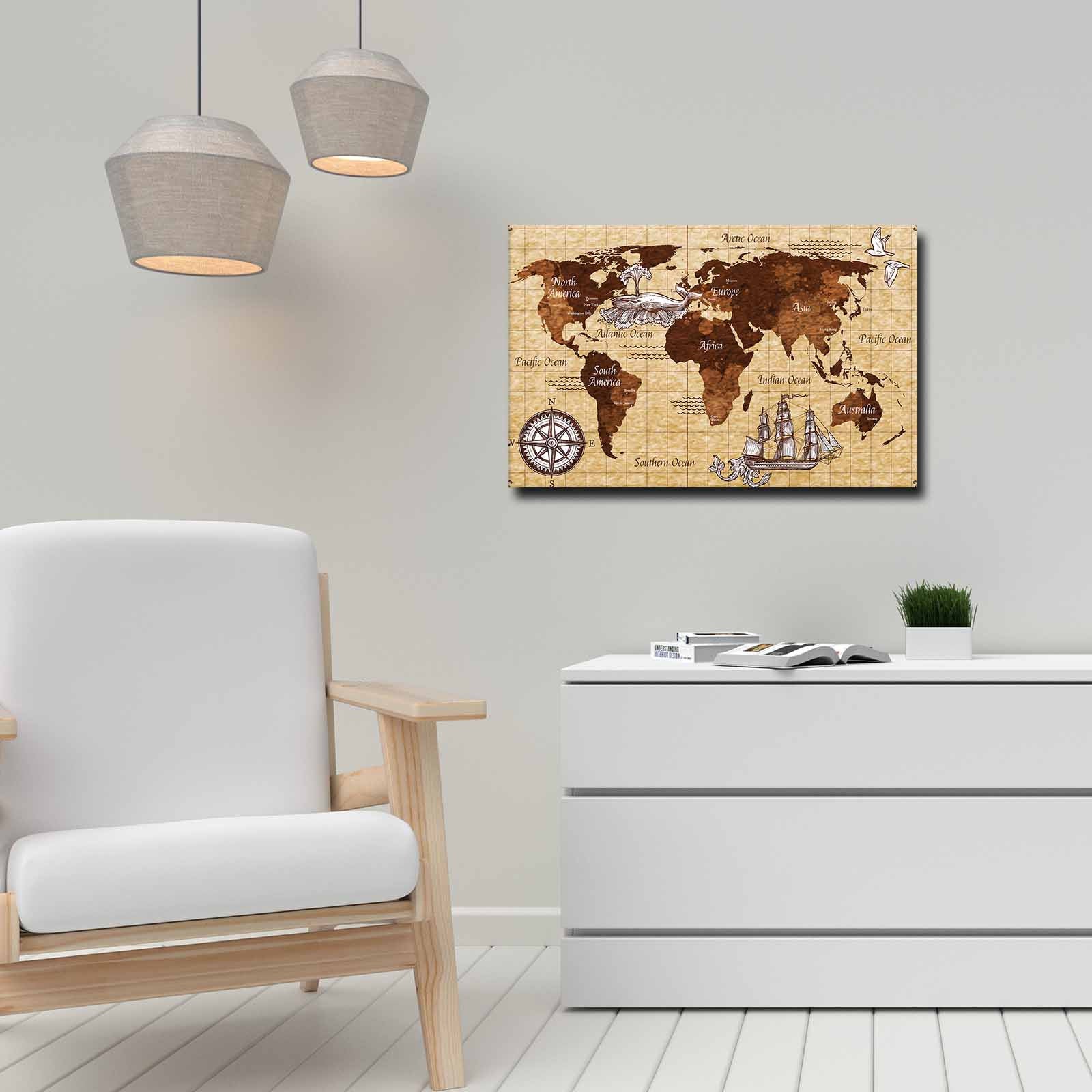 Quadro Decorativo em Tela 45x70cm - Pintura Multicolor com Moldura de Pinho Natural