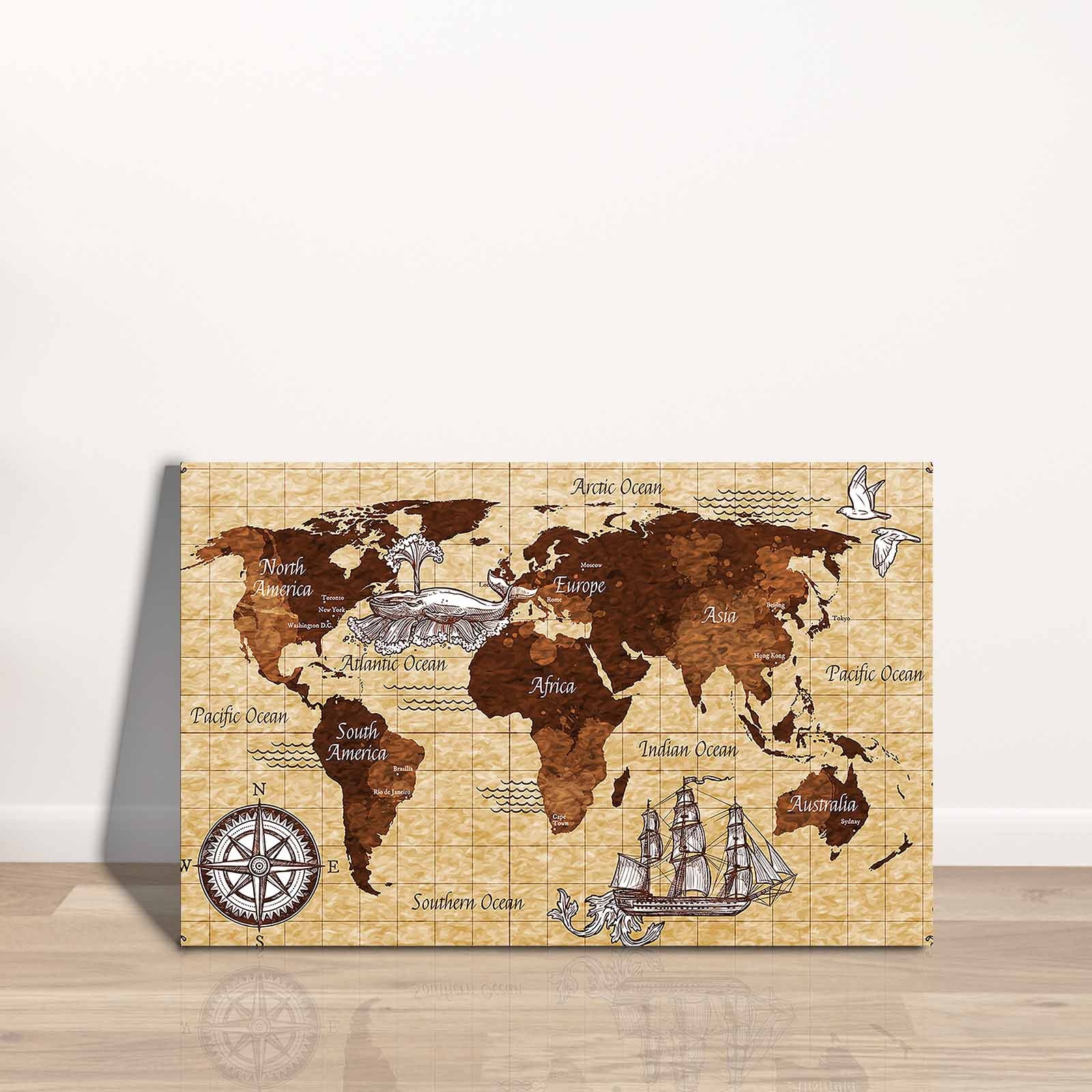 Quadro Decorativo em Tela 45x70cm - Pintura Multicolor com Moldura de Pinho Natural