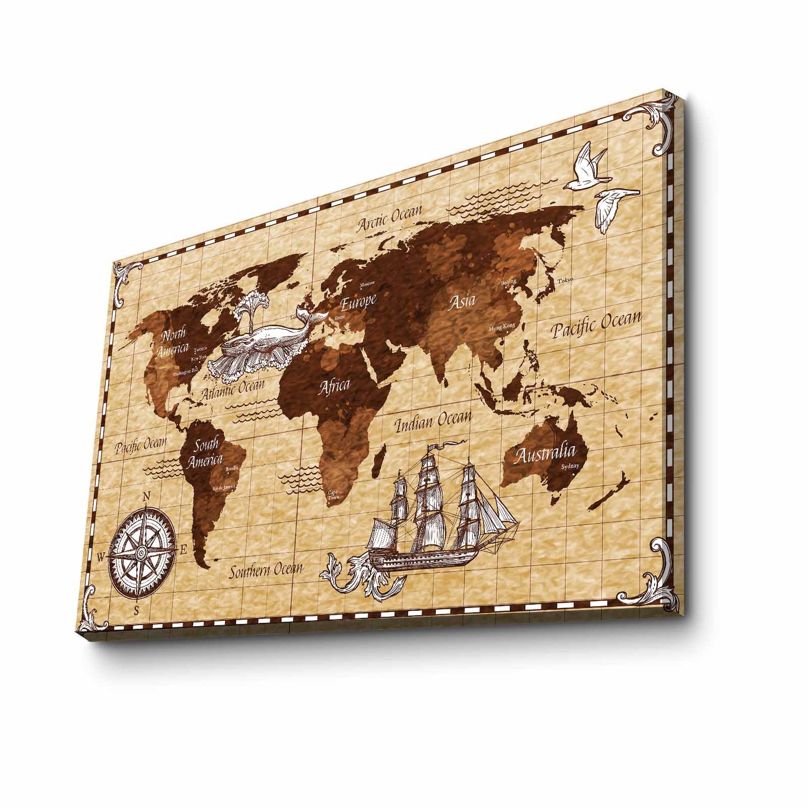 Quadro Decorativo em Tela 45x70cm - Pintura Multicolor com Moldura de Pinho Natural