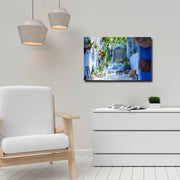 Quadro Decorativo em Tela 45x70cm - Pintura Multicolor com Moldura de Pinho Natural