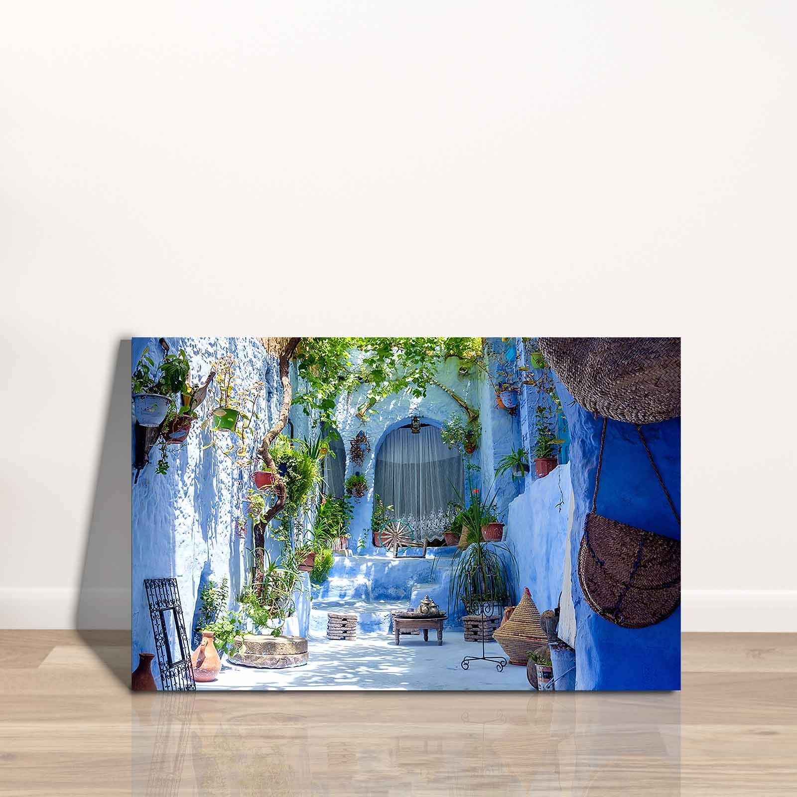 Quadro Decorativo em Tela 45x70cm - Pintura Multicolor com Moldura de Pinho Natural