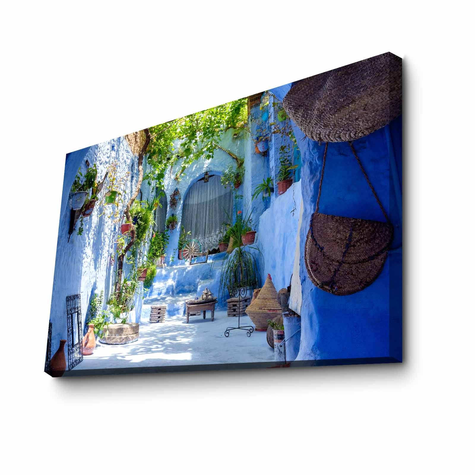 Quadro Decorativo em Tela 45x70cm - Pintura Multicolor com Moldura de Pinho Natural