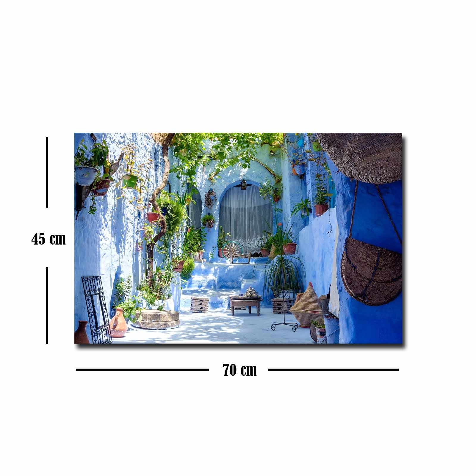 Quadro Decorativo em Tela 45x70cm - Pintura Multicolor com Moldura de Pinho Natural