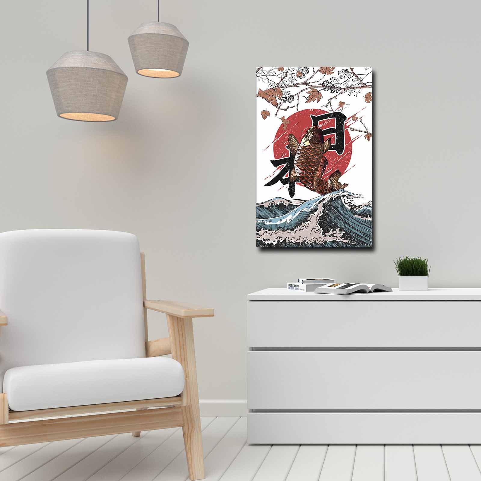 Quadro Decorativo em Tela 45x70cm - Pintura Multicolor com Moldura de Pinho Natural