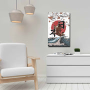 Quadro Decorativo em Tela 45x70cm - Pintura Multicolor com Moldura de Pinho Natural