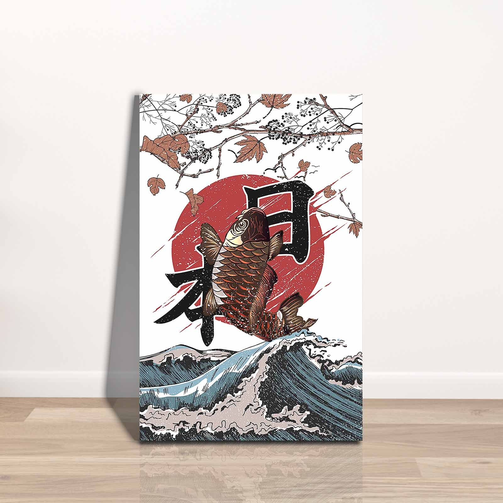 Quadro Decorativo em Tela 45x70cm - Pintura Multicolor com Moldura de Pinho Natural