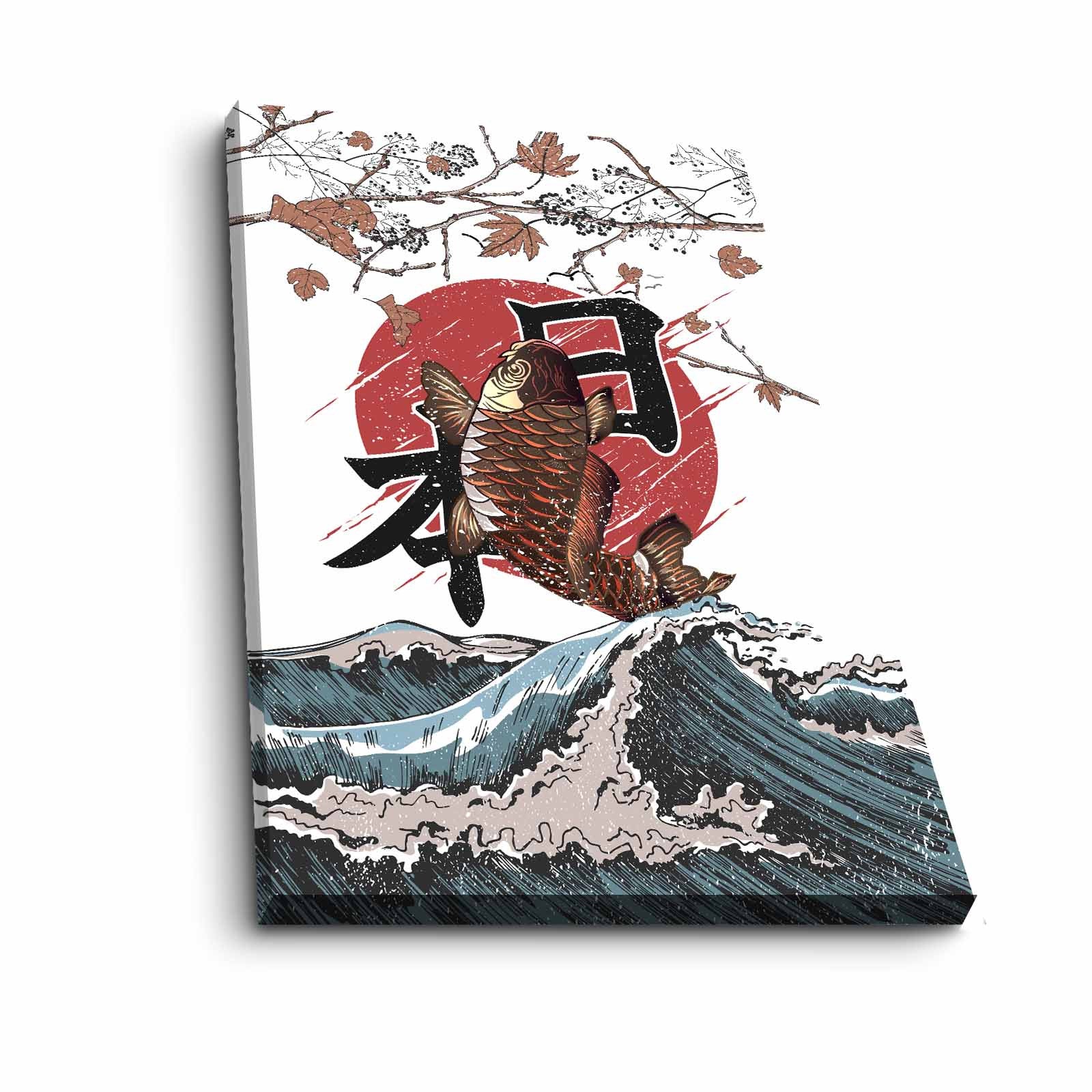 Quadro Decorativo em Tela 45x70cm - Pintura Multicolor com Moldura de Pinho Natural