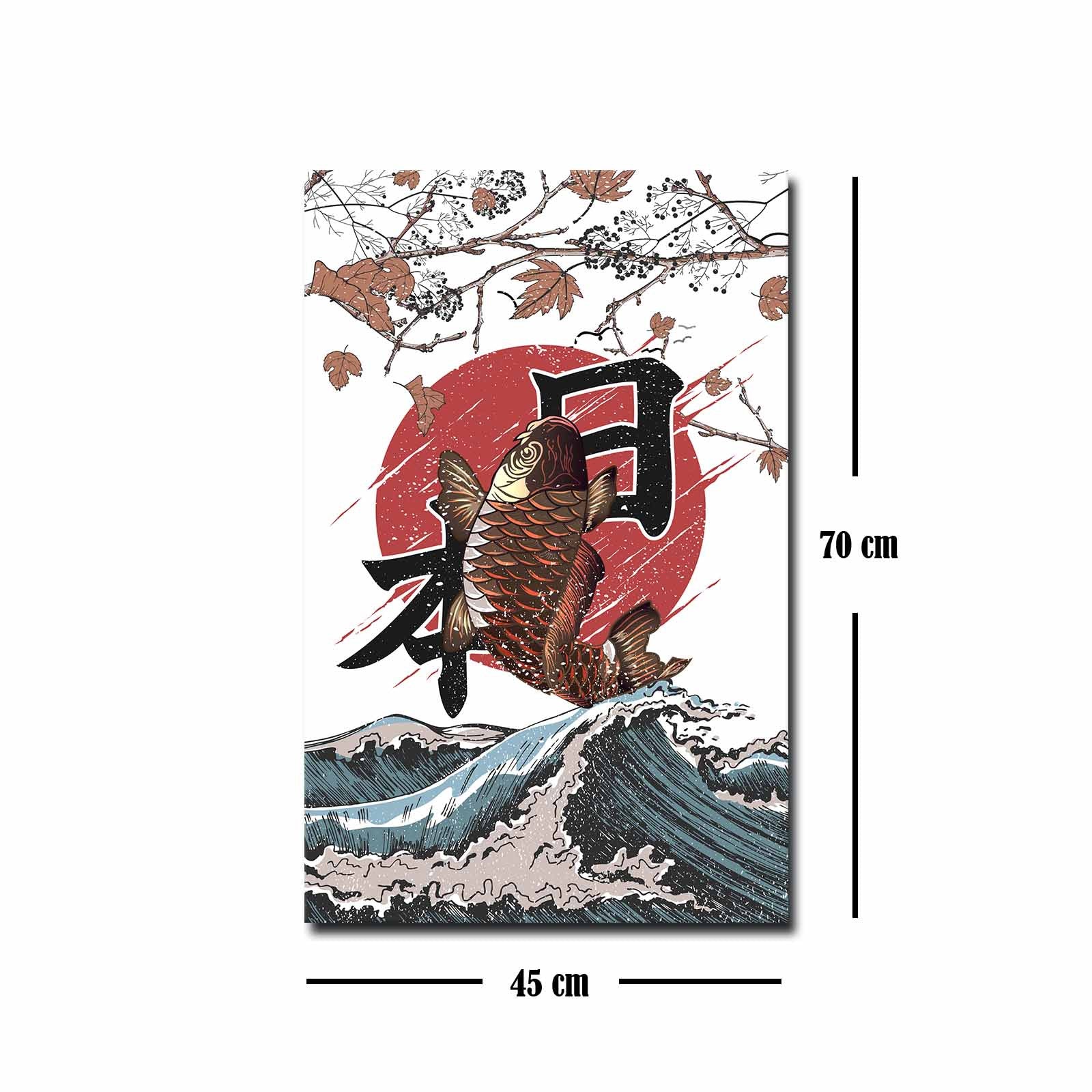 Quadro Decorativo em Tela 45x70cm - Pintura Multicolor com Moldura de Pinho Natural