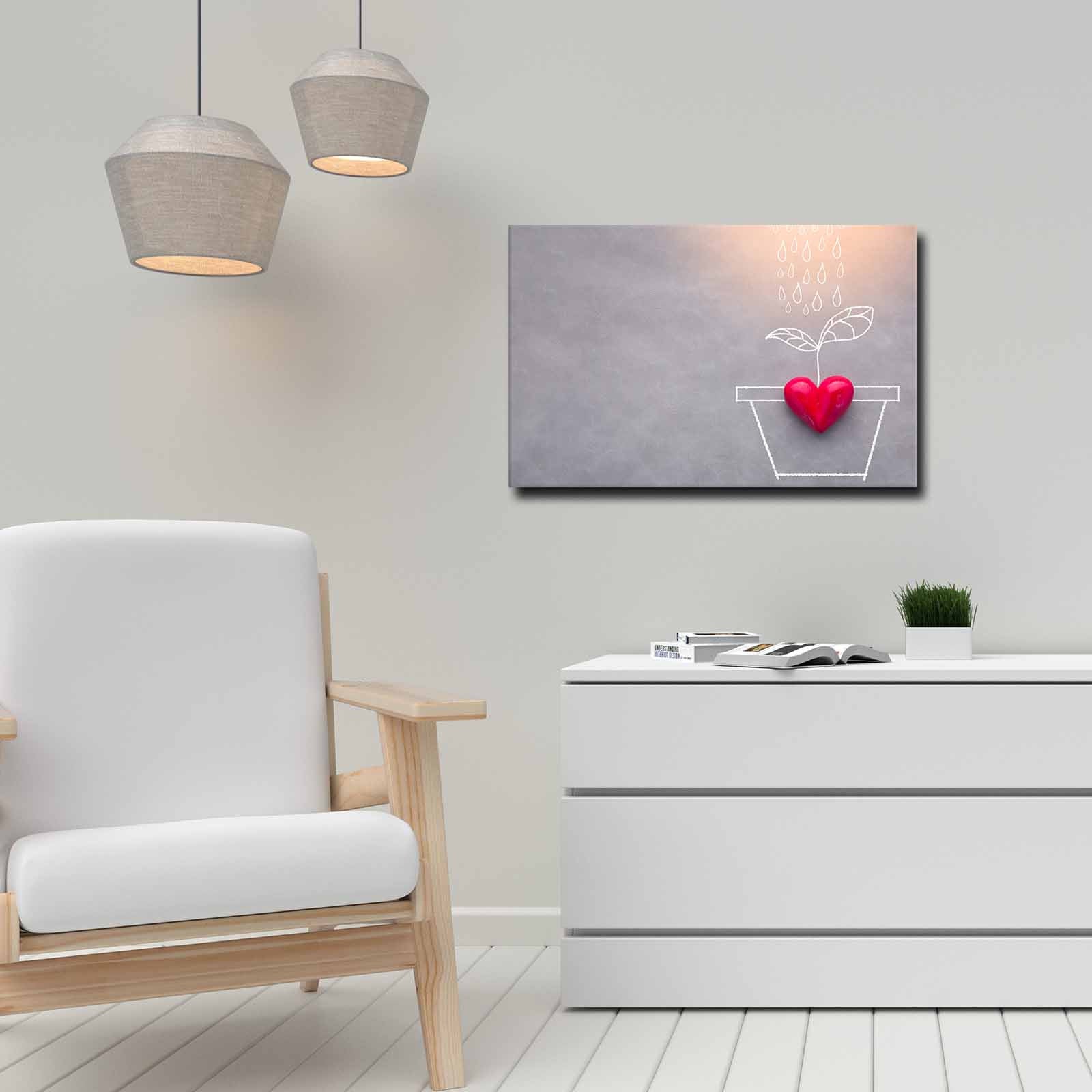 Quadro Decorativo em Tela 45x70cm - Pintura Multicolor com Moldura de Pinho Natural