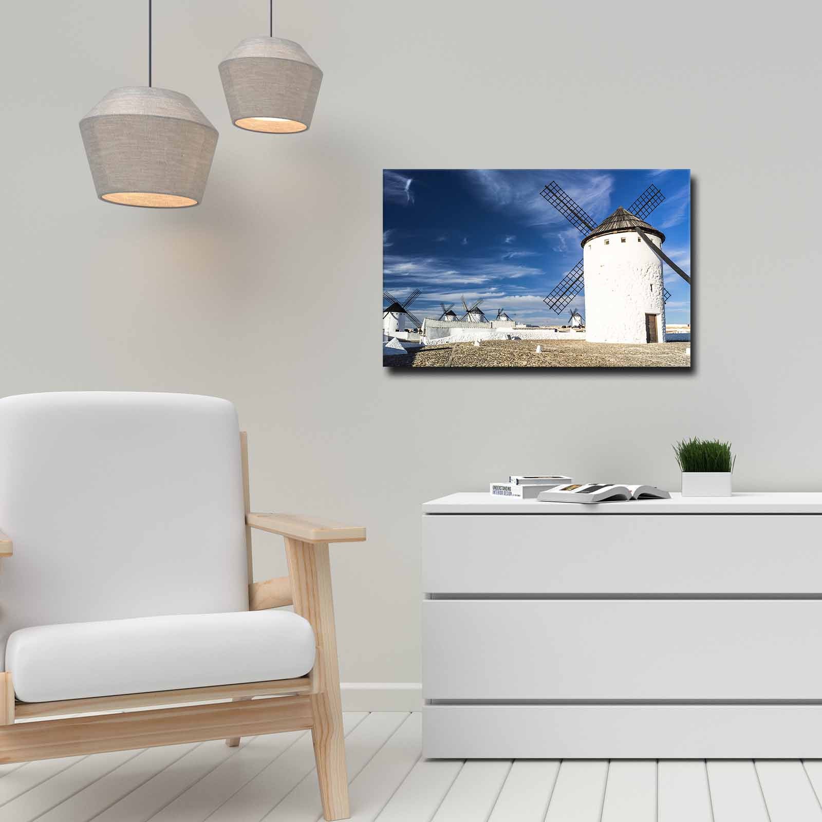 Quadro Decorativo em Tela 45x70cm - Pintura Multicolor com Moldura de Pinho Natural