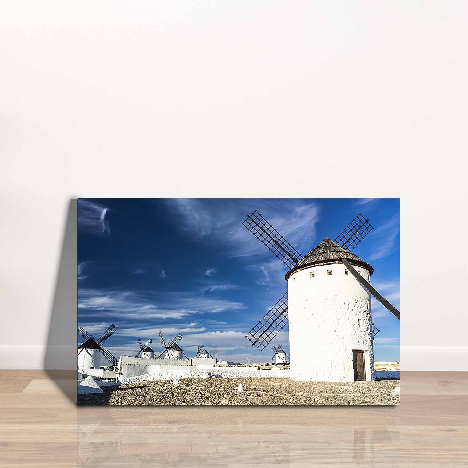 Quadro Decorativo em Tela 45x70cm - Pintura Multicolor com Moldura de Pinho Natural