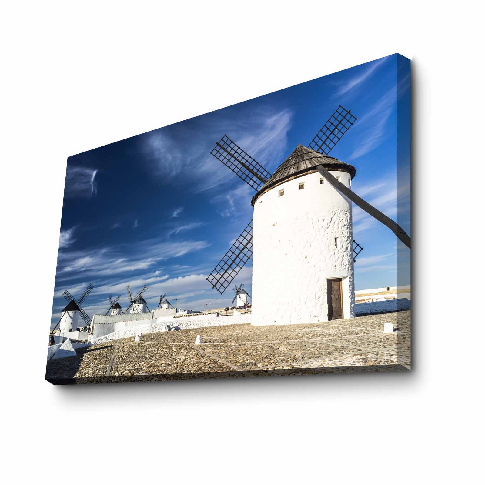 Quadro Decorativo em Tela 45x70cm - Pintura Multicolor com Moldura de Pinho Natural