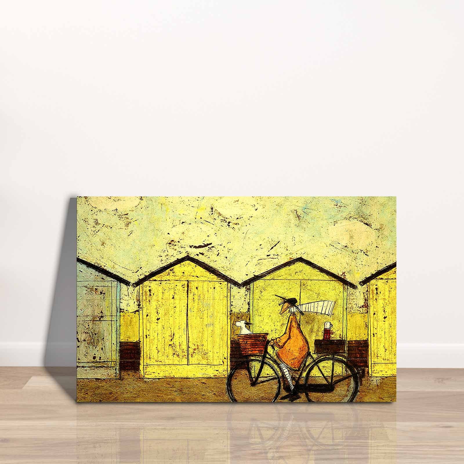 Quadro Decorativo em Tela 45x70cm - Pintura Multicolor com Moldura de Pinho Natural