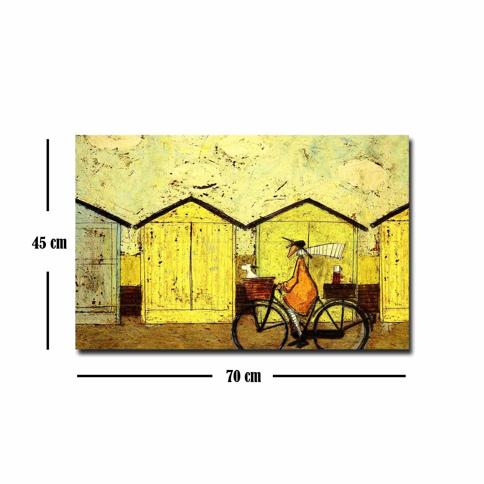 Quadro Decorativo em Tela 45x70cm - Pintura Multicolor com Moldura de Pinho Natural