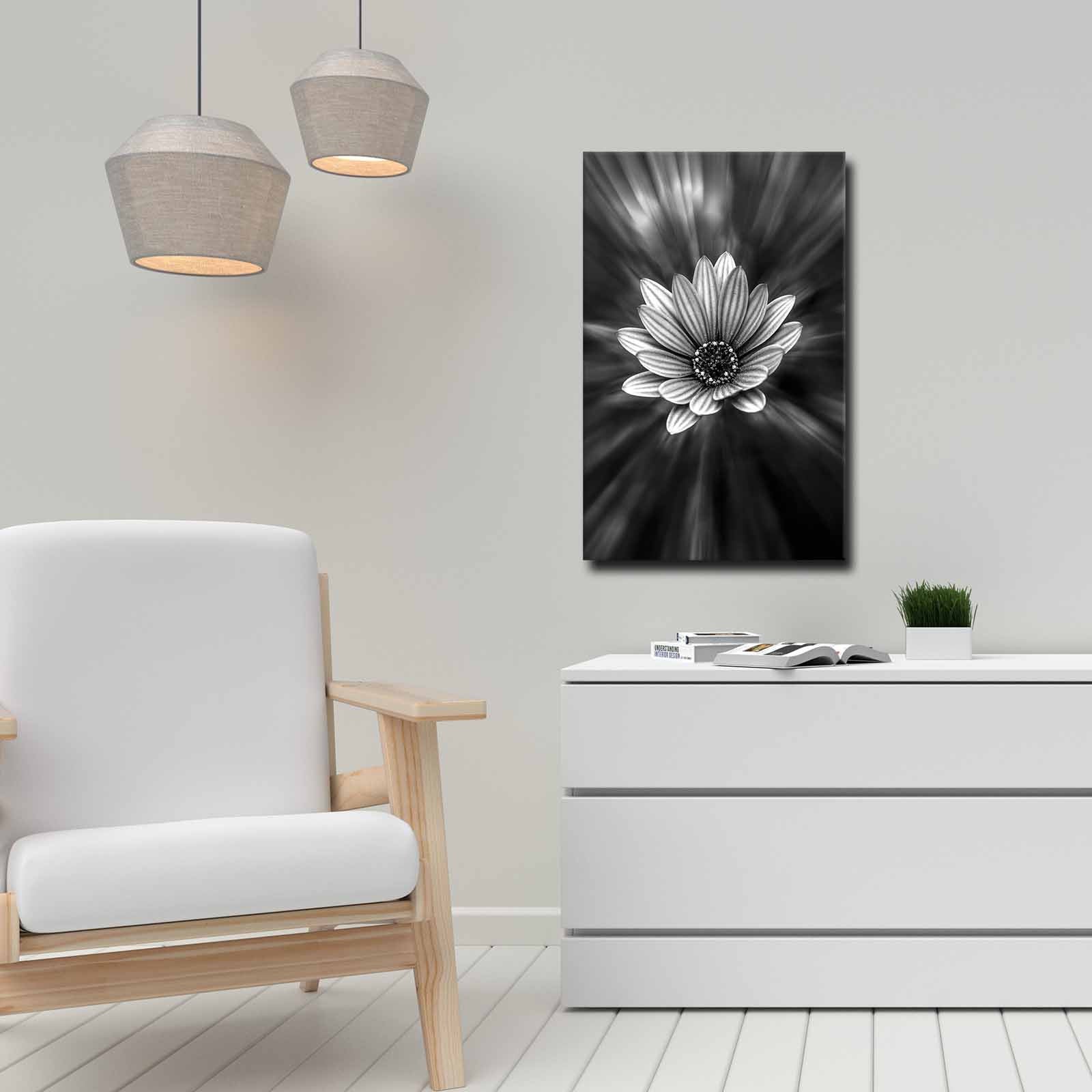 Quadro Decorativo em Tela 45x70cm - Pintura Multicolor com Moldura de Pinho Natural