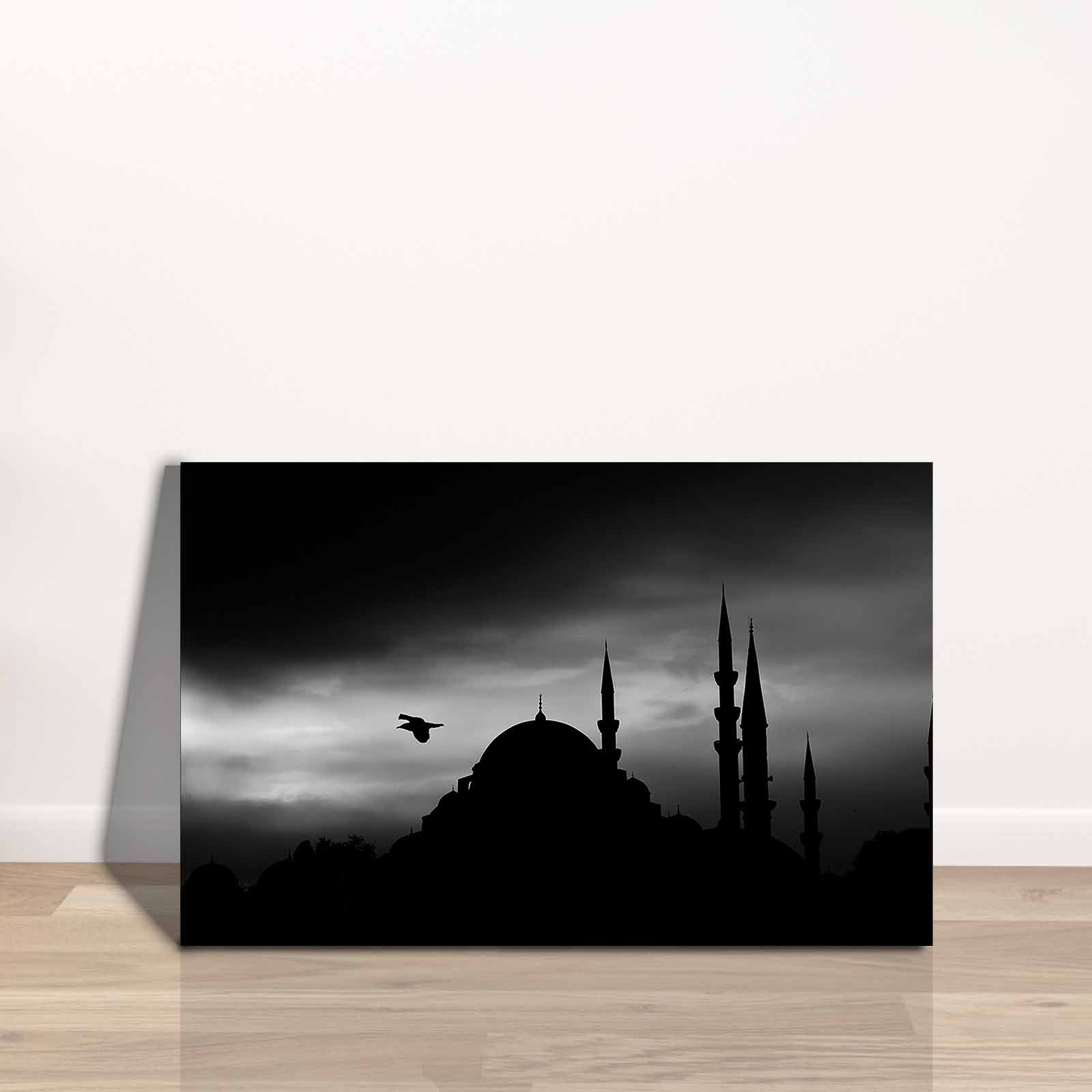 Quadro Decorativo em Tela 45x70cm - Pintura Multicolor com Moldura de Pinho Natural