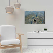 Quadro Decorativo em Tela 45x70cm - Pintura Multicolor com Moldura de Pinho Natural